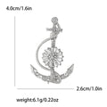 Anchor and Ship Wheel Rhinestone Brooch in Silver and Gold view 6