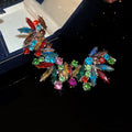 Crystal Leaf Ear Cuff in Clear Silver Tone or Multicolor view 7