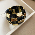 Acrylic Gold Tile Stretch Bracelets Black Beige White Amber view 6