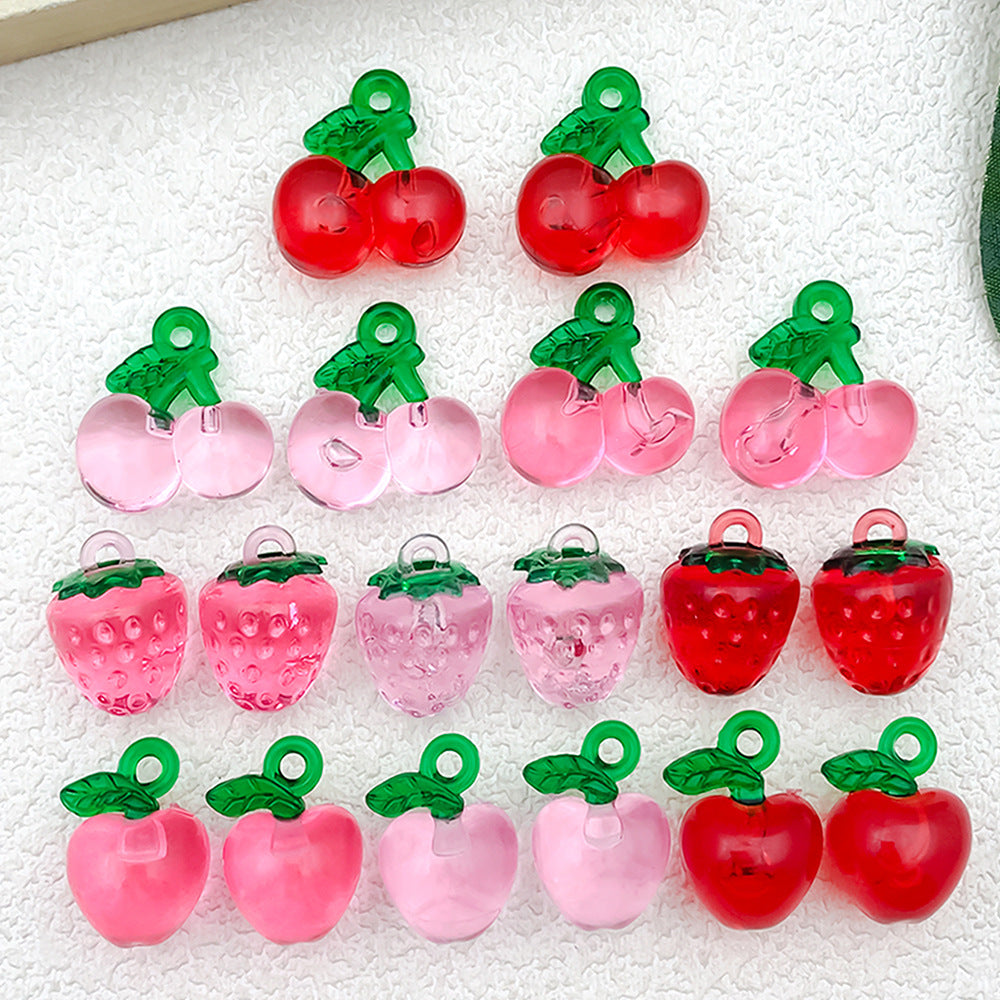 Acrylic Cherry Strawberry Fruit Charm Pendant for DIY Earrings Bracelet Necklace Making