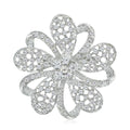 Openwork Crystal Flower Brooch Pin in Gold or Silver Tone view 5