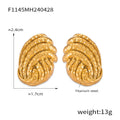 Hammered Twisted Shell Square Stud Earrings Gold Steel view 8