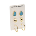 Blue Pink and Green Three Pair Mixed Earring Card Sets view 5