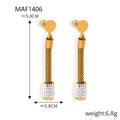 Gold Crystal Pave Drop Earrings Mesh Tassel Cylinder Styles view 6