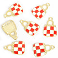 Checkered Handbag Charms in Gold and Silver Tones, Six Colors view 6
