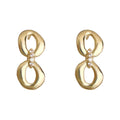 Gold Tone Irregular Double Loop Clear Stone Drop Stud Earrings view 5