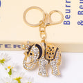 Rhinestone Crown Elephant Keychain Gold Tone Lucky Charm view 2