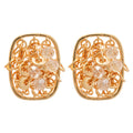 Crystal Wire Nest Square Stud Earrings in Gold and Silver view 5