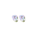 Purple and Green Painted Floral Square Stud Earrings view 5