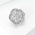 Silver Tone Crystal Flower Brooch With Layered Petals view 2
