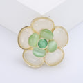Layered Camellia Brooch With Smooth Oval Center Stone view 8