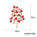 Gold Tone Berry Tree Brooch Rhinestone Leaf Accent Pin view 5