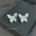 Silver Tone Pale Aqua Butterfly Stud Earrings For Women view 4