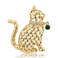 Decorative Openwork Woven Cat Metal Brooch in Two Finishes view 1