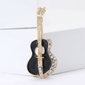 Enamel Guitar Brooch Crystal Edge Black and Green Body view 4