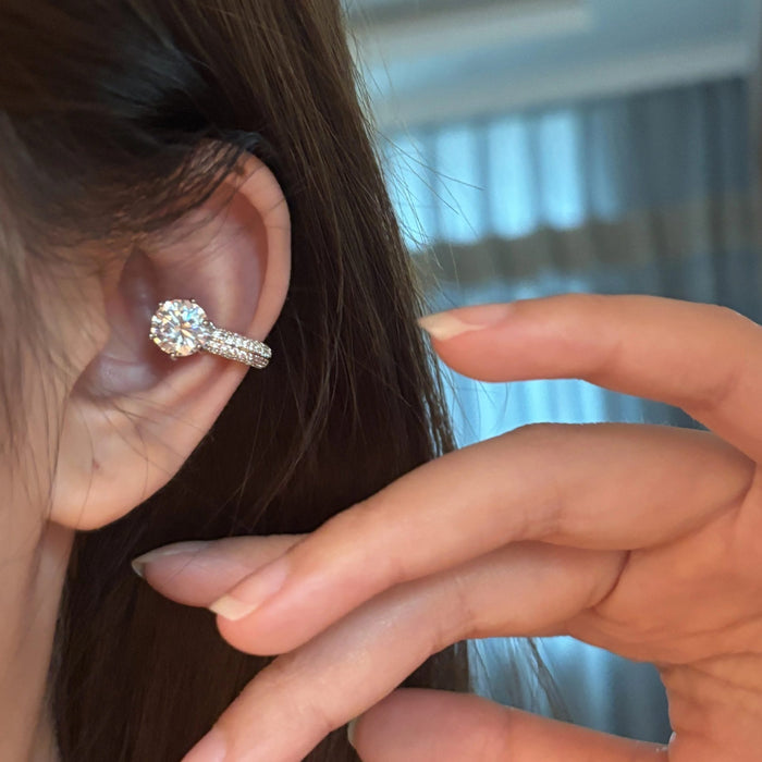 Crystal Band Ear Cuff With Polished Metal Tone Details