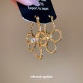 Open Flower Outline Drop Earrings Statement Fashion Jewelry view 4