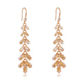 Silver Tone Leaf Tassel Crystal Six Designs Metal Dangle Earrings view 7