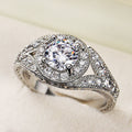 Silver Tone Round Cluster Clear Stone Wide Shoulder Ring view 2