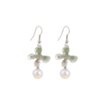 Pale Green Butterfly Pearl Look Silver Hook Earrings view 5