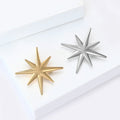 Eight Point Star Brooch In Smooth Gold And Silver Tones view 3
