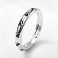 Silver Tone Black Paw Print Band Ring Polished Jewelry view 2