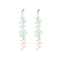 Green and White Translucent Flower Vine Stud Earrings view 5