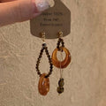 Brown Resin and Beaded Statement Earrings in Fifty Designs view 4