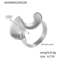 Sculptural Wave Twisted Irregular Stainless Steel Ring view 7