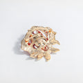 Red Gold Tone Rose Crystal Enamel Two Designs Metal Brooch Pin view 3