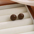 Brown Chocolate Pearl Look Round Stud Earrings in Five Sizes view 2