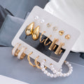 Mixed Gold Tone Pearl Look Multi Pair Earring Card Set view 2
