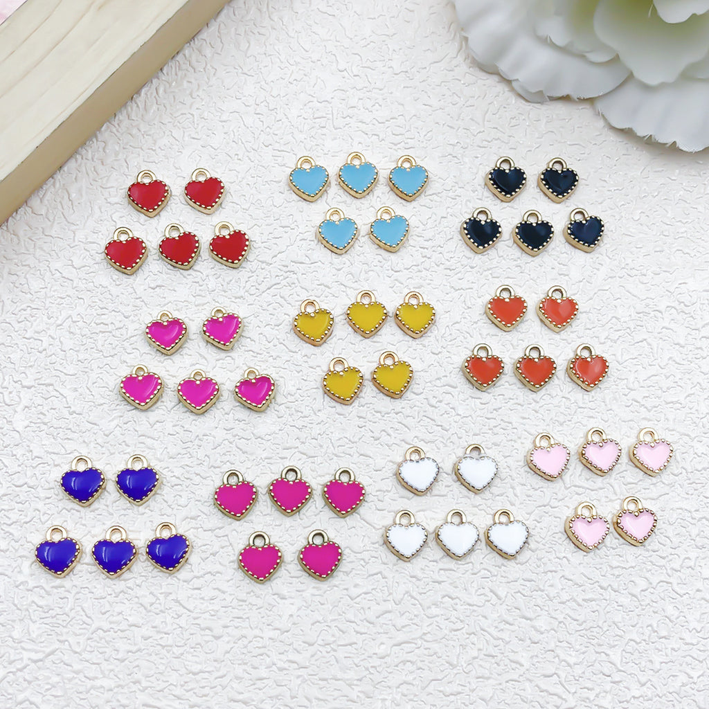 Zinc Alloy Enamel Mini Heart Charm Pendant for DIY Necklace Earrings Jewelry — 8×9mm