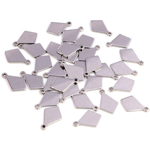 Steel Tone Polished Diamond Shape Mini Charm Pendant
