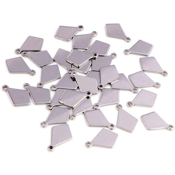 Steel Tone Polished Diamond Shape Mini Charm Pendant