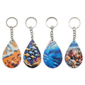 Ocean Pattern Teardrop Wooden Keychain, Four Printed Designs view 6