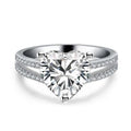 Silver Tone Heart Clear Stone Triple Row Ring Statement Jewelry view 4