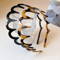 Wavy Tooth Comb Headband In Brown Tortoiseshell Or Glossy Black view 3