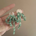 Blue And Green Beaded Tassel Stud Earrings With Decorative Details view 4