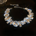 Oversized Geometric Gem Statement Choker Multicolor Silver Two view 7