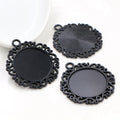 Ornate Round 25mm Cabochon Pendant Trays in Two Finishes view 3