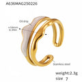 Wave Enamel Double Band Open Ring Stainless Steel Size Seven view 9