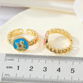Gold Tone Enamel Angel Medallion Adjustable Rings in Four Colors view 2
