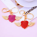 Crystal Winged Heart Keychains in Red Fuchsia and Assorted Options view 6