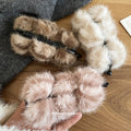 Faux Fur Pom Ball Twist Hair Clip White Pink Coffee view 2