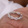 Silver Tone Crystal Infinity Band Ring Polished Statement Fashion Jewelry view 3