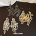 Openwork Leaf Cascade Hook Earrings in Three Finishes view 2