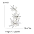 Pearl Vine Metal Brooch with Branching Gold or Silver Vine with Pearls and Clear Crystals view 6