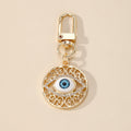 Gold and Silver Tone Openwork Rhinestone Evil Eye Clip Keychains view 4
