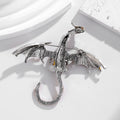 Purple Silver Tone Winged Dragon Crystal Enamel Five Designs Metal Brooch Pin view 3